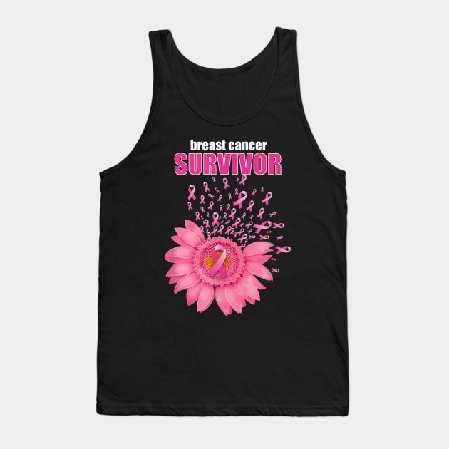 Pink Ribbon Daisy Floral Breast Cancer Survivor Tank Top by jordanfaulkner02